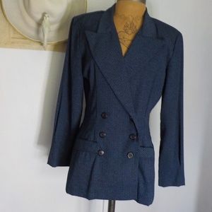 Classic Double-Breasted Navy Blazer Jacket - Women